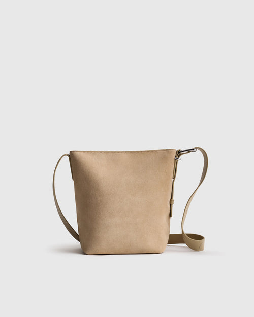 Italian Suede Bucket Crossbody - One Size / Sand