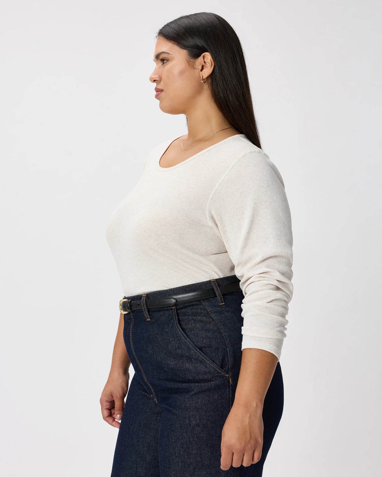 Organic Cotton Micro-Rib Long Sleeve Tee - XS / Moonstone Blue