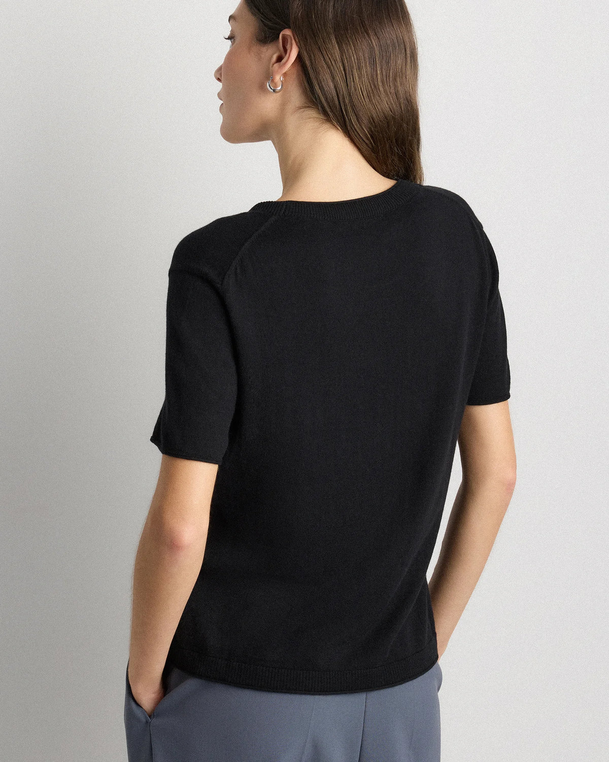 Lightweight Cotton Cashmere Relaxed Sweater Tee - XS / Sugar Stone
