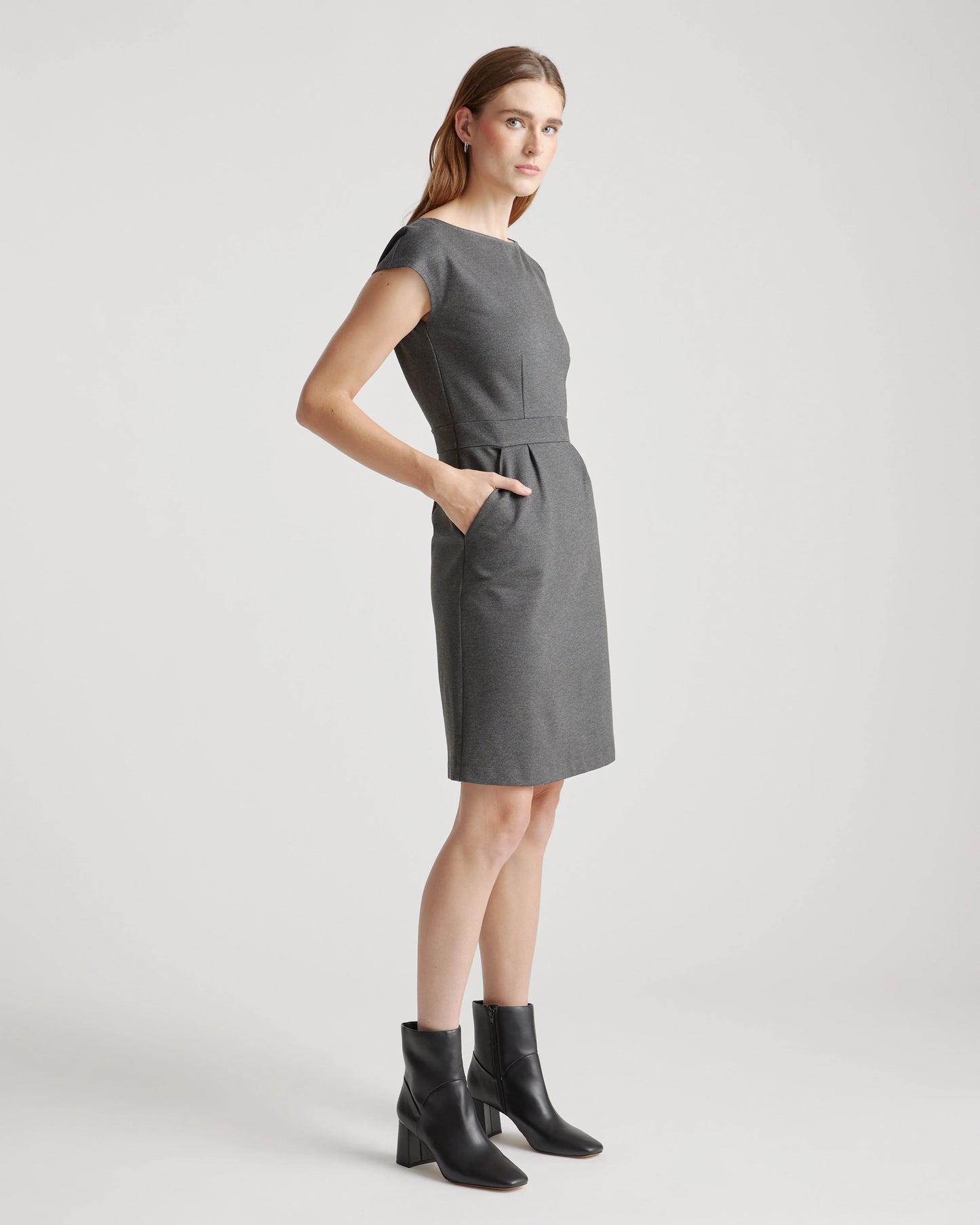 Ultra-Stretch Ponte Cap Sleeve Dress - XS / Ruby Red