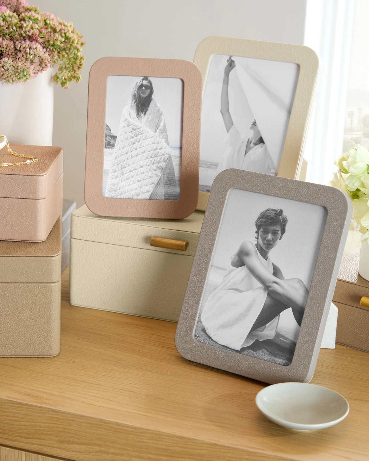 Shagreen Leather Picture Frames - 4x6 photo / Blush