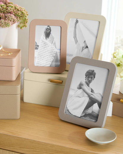 Shagreen Leather Picture Frames - 4x6 photo / Blush