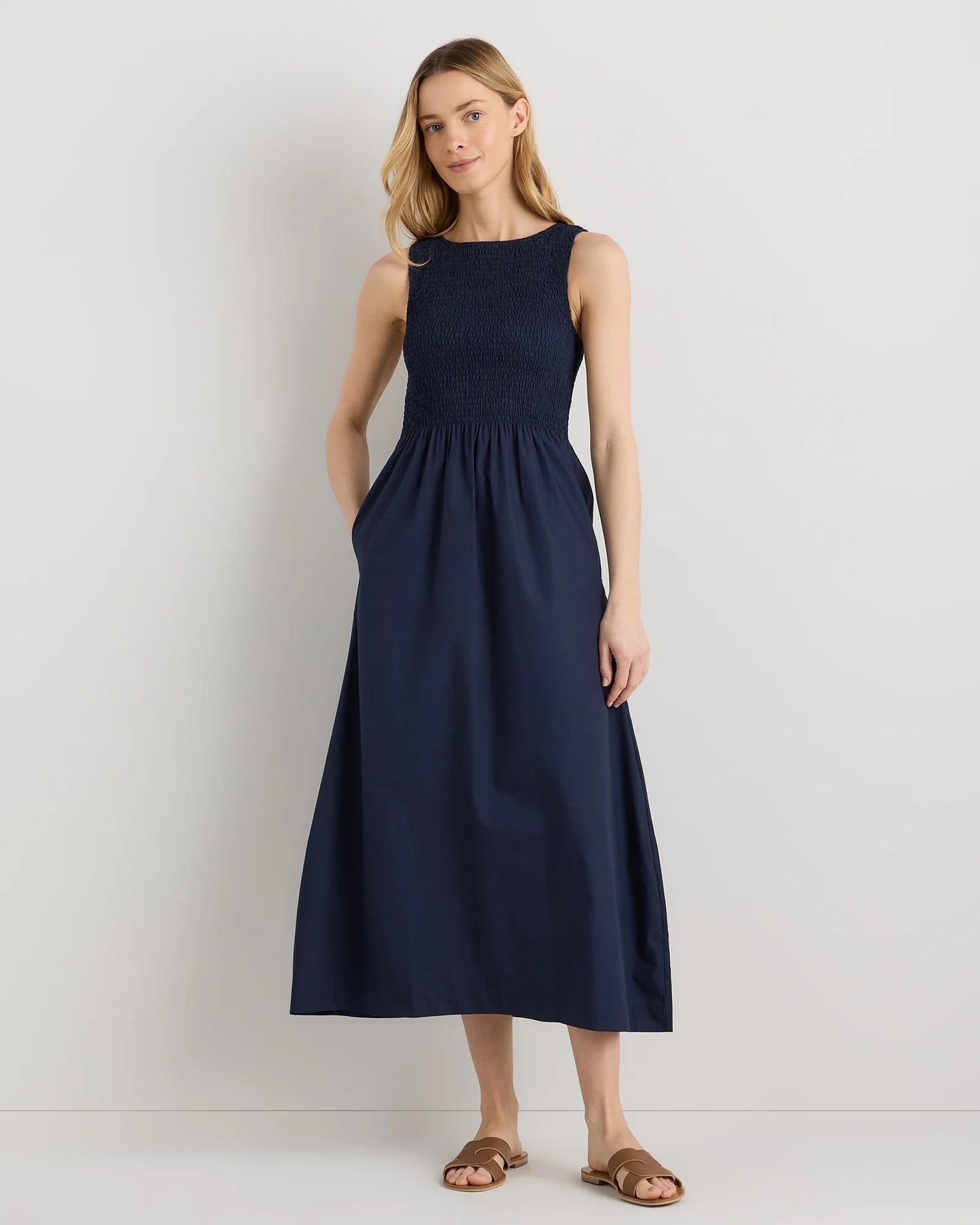 100% Organic Cotton Poplin Boat Neck Maxi Dress - XS / Black
