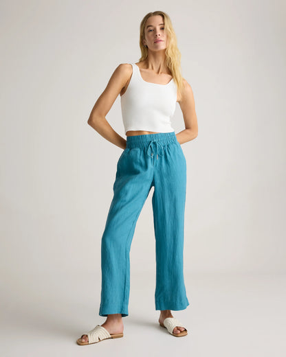 100% European Linen Wide Leg Pants - XS / Flax