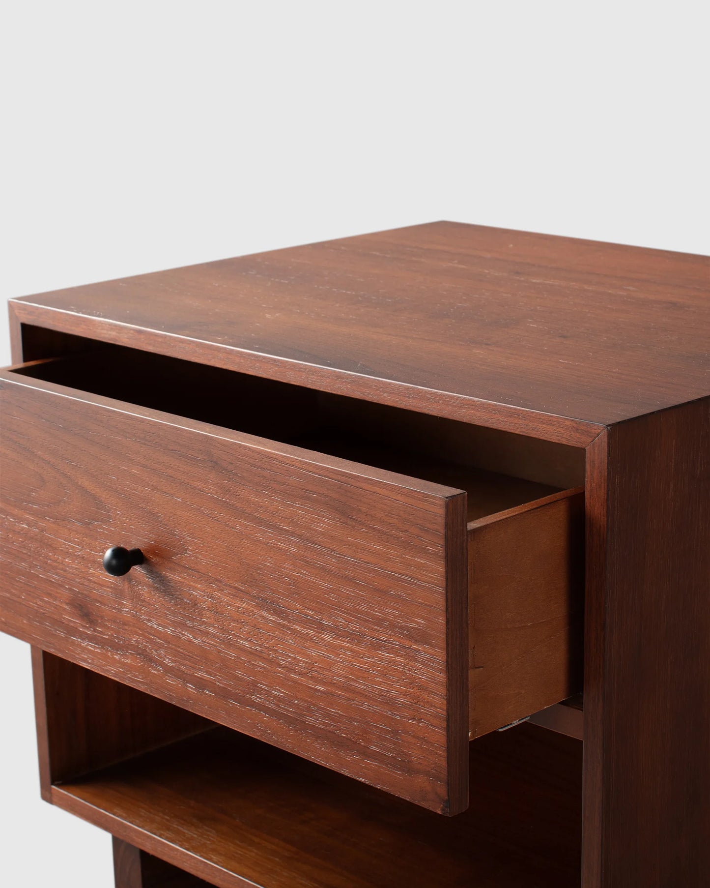 Solid Wood Platform 1-Drawer Nightstand - One Size / Walnut Brown