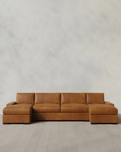 Stillman U Sectional in Leather - One Size / Auburn