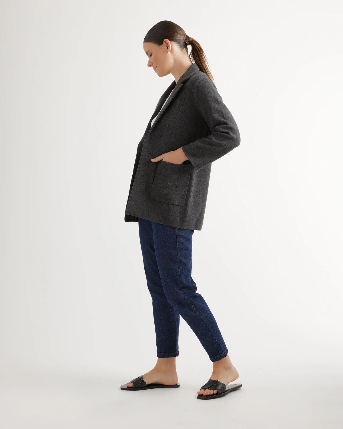 100% Organic Cotton Knit Blazer - XS / Heather Dove Grey