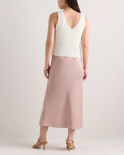 Washable Stretch Silk Maternity Skirt - XS / Vintage Pink