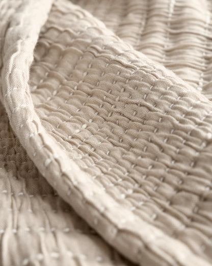Organic Cotton Channel Stitch Coverlet - Twin / Coral Pink