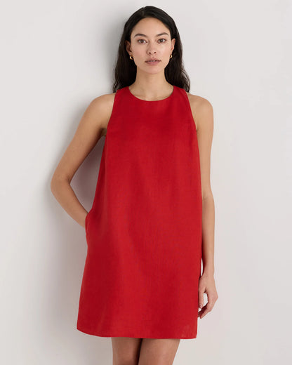 100% European Linen Tank Mini Dress - XS / Deep Navy