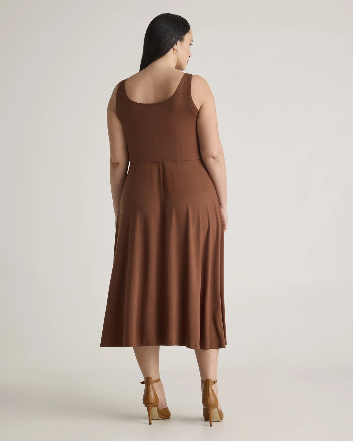 Tencel Jersey Fit & Flare Dress - 1X / Brown