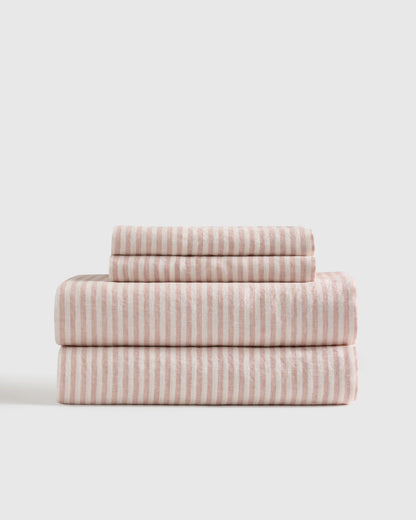 European Linen Stripe Sheet Set - Twin / Natural/White Stripe