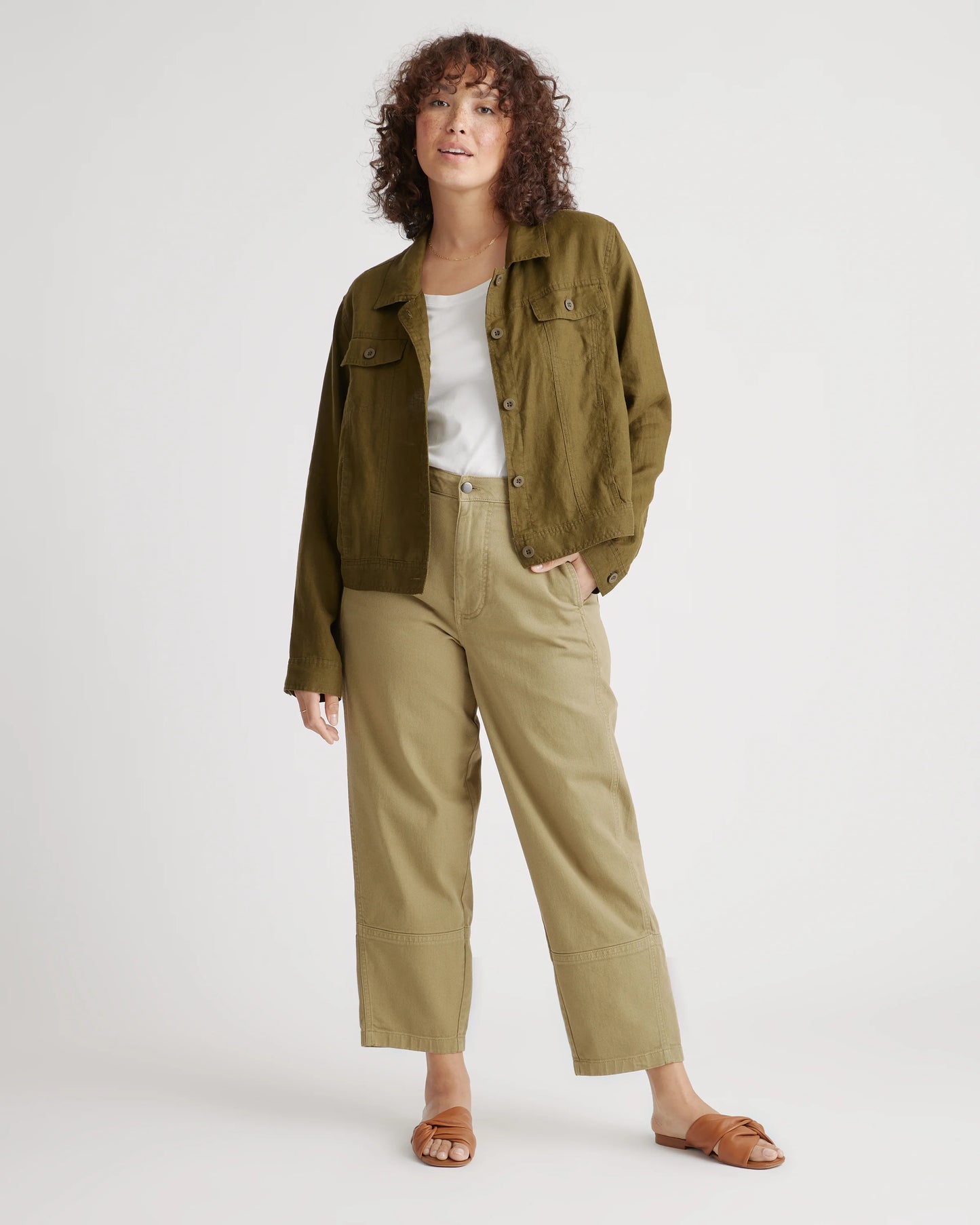 Organic Stretch Cotton Twill Barrel Pants - 0 / Olive