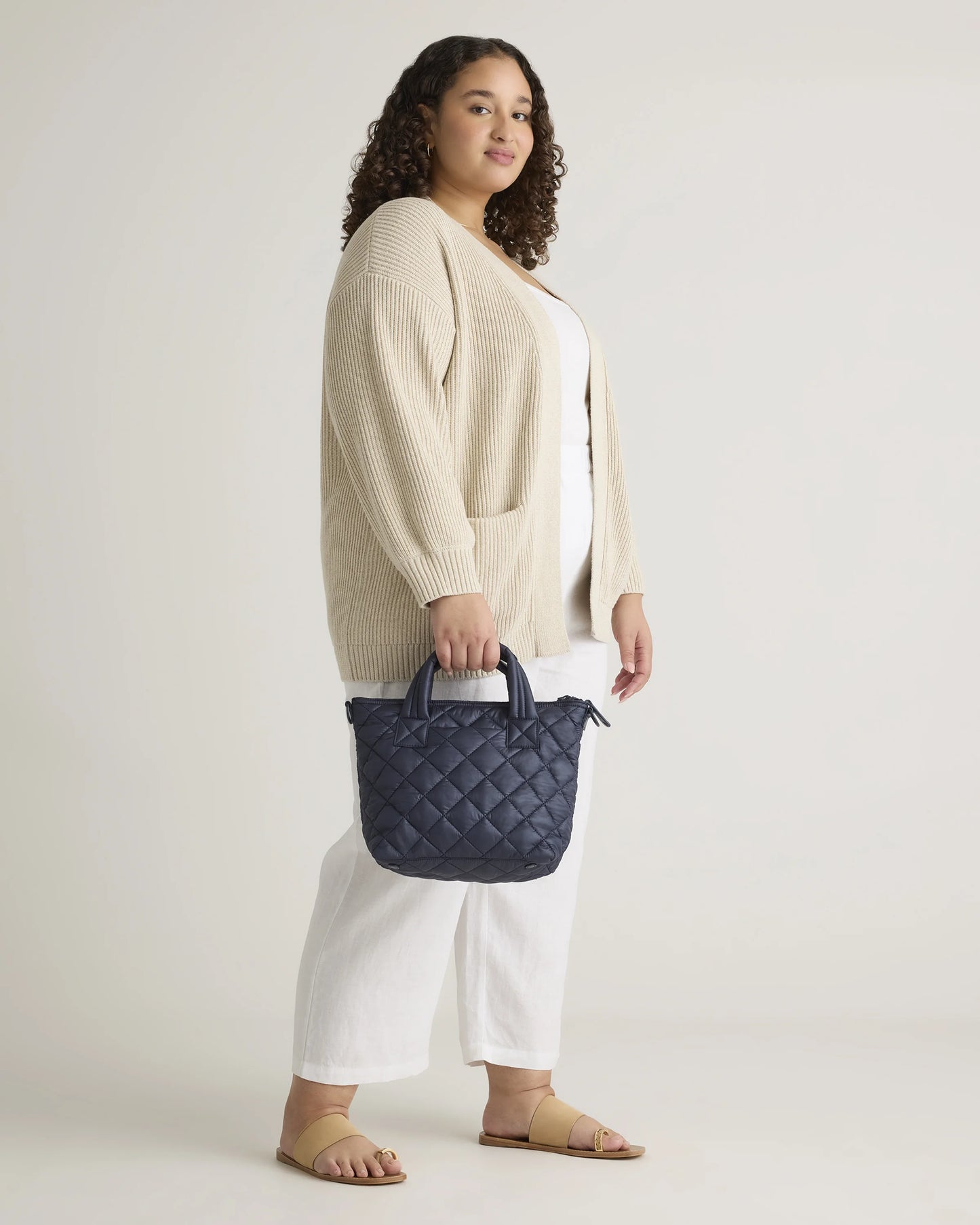 Transit Quilted Small Crossbody Tote - One Size / Taupe Brown