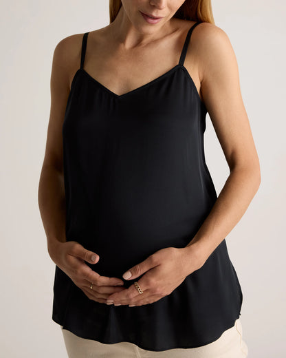 Washable Stretch Silk V-Neck Maternity Cami - XS / Moonstone Blue