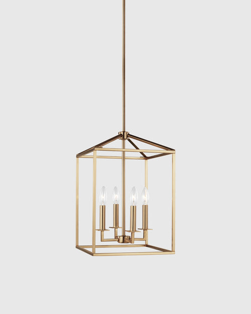 Steel Lantern Pendant Light - Small / Brass