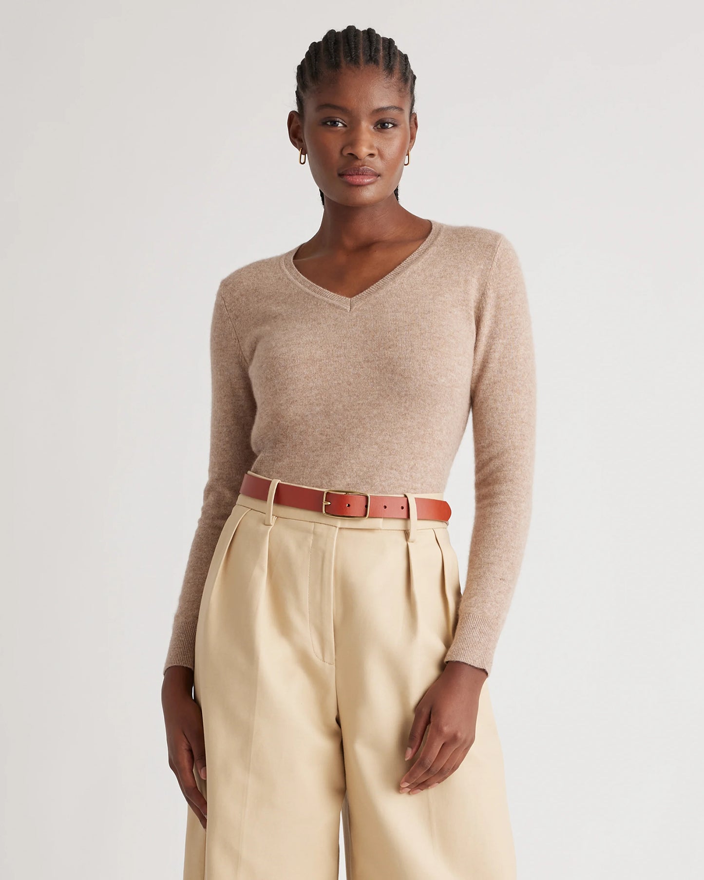 Mongolian Cashmere V-Neck Sweater - XS / Rich Burgundy