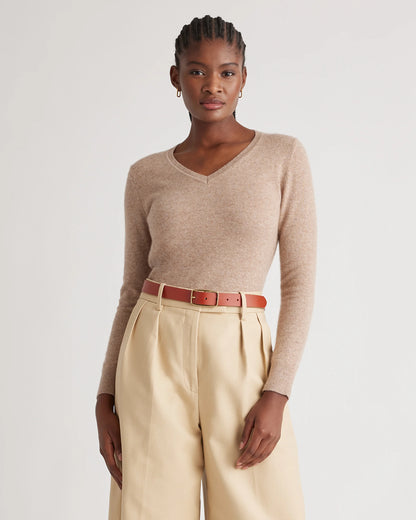 Mongolian Cashmere V-Neck Sweater - XS / Rich Burgundy