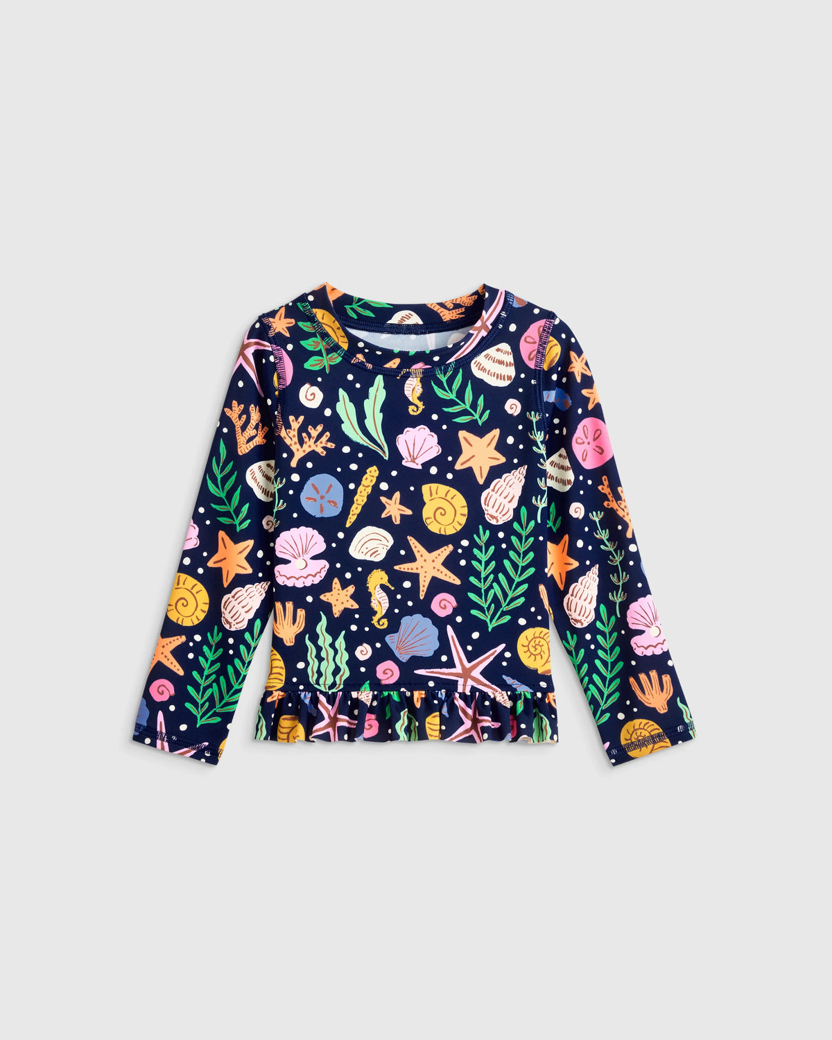 Long Sleeve Ruffle Rash Guard Two-Piece Swimsuit - 2T / Poolside Floral