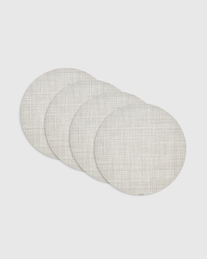 Basketweave Easy-Care Round Placemat, Set of 4 by Chilewich - One Size / Celadon