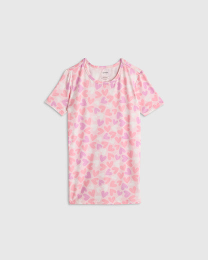 Bamboo Short Sleeve and Shorts Pajama Set - 6 / Lavender Hearts