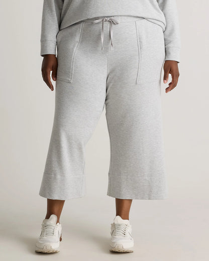 SuperSoft Fleece Cropped Wide Leg Pants - 1X / Heather Grey