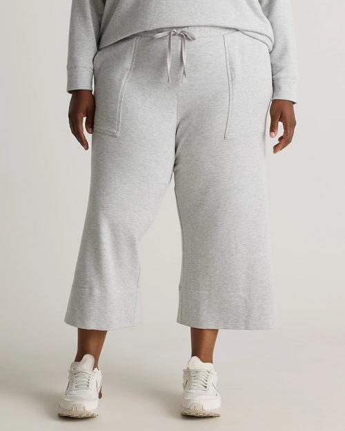 SuperSoft Fleece Cropped Wide Leg Pants - 1X / Heather Grey
