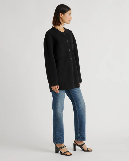 Eco-Knit Milano Stitch Oversized Shirt Jacket - XS / Heather Grey