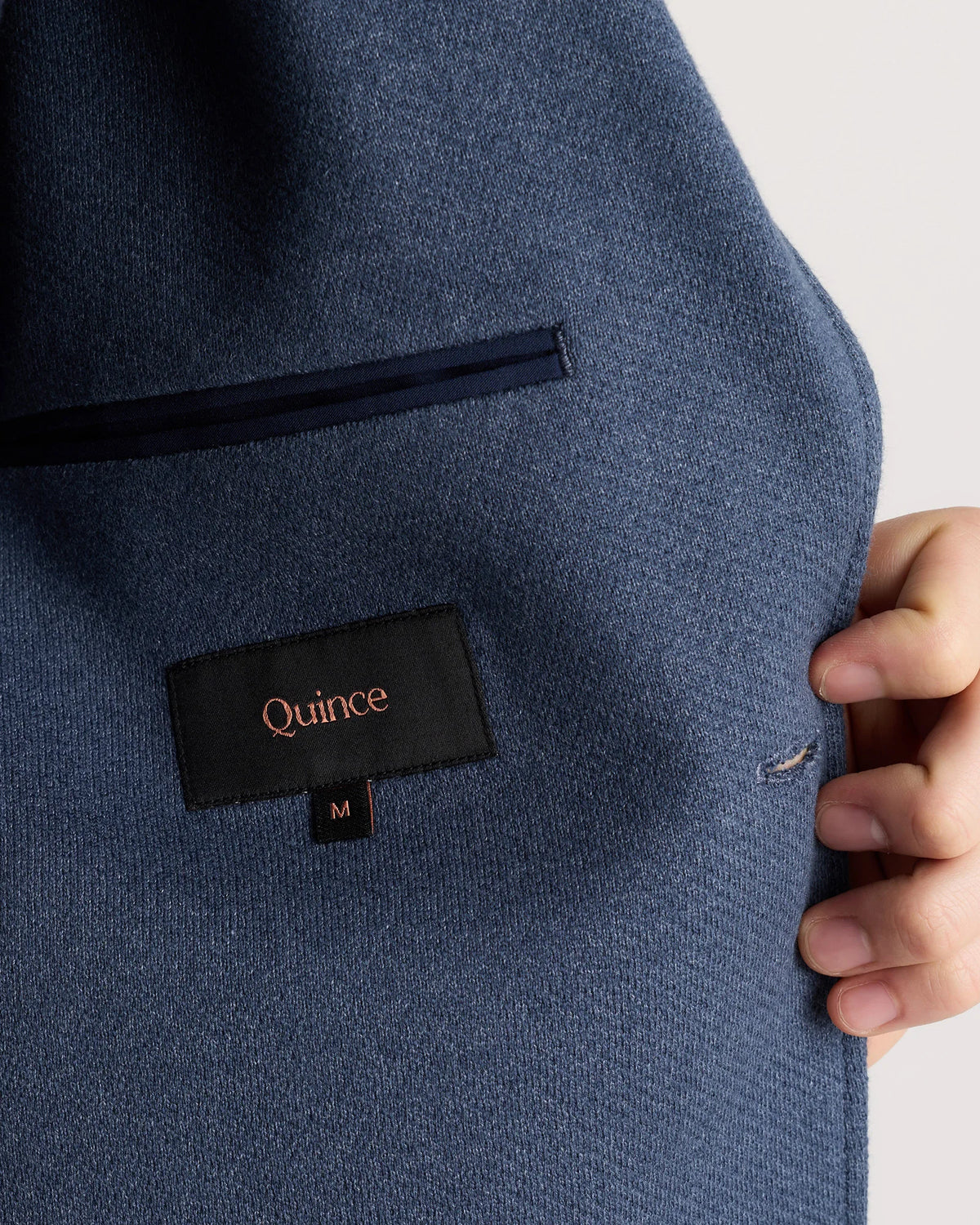 Organic Cotton Terry Knit Blazer - S / Heather Navy