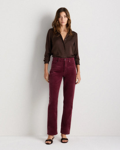 Organic Stretch Corduroy Straight Leg Pants - 0 / Espresso