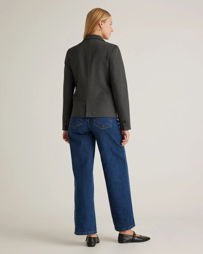 Ultra-Stretch Ponte Double-Breasted Blazer - XS / Charcoal