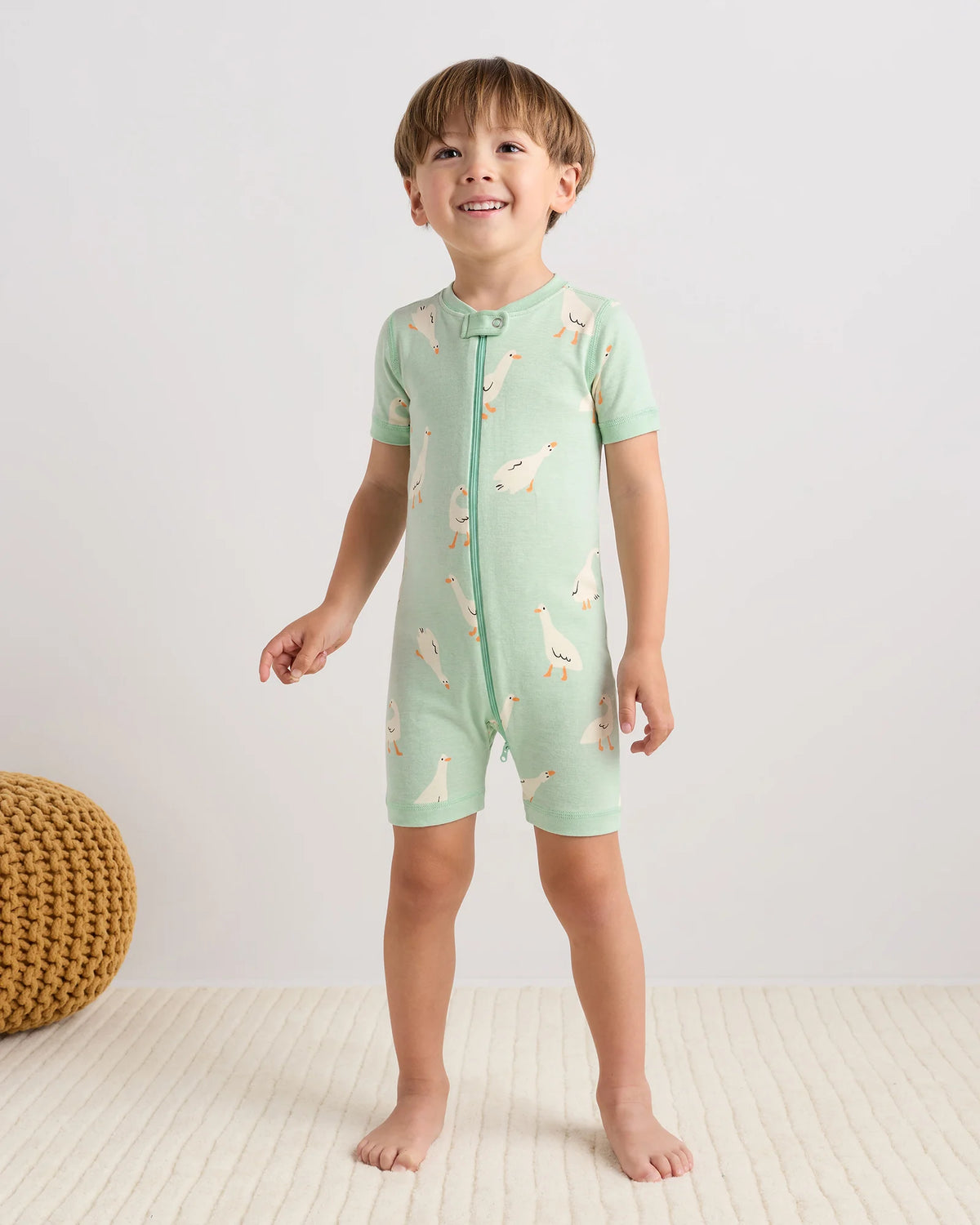 100% Organic Cotton Shortie Onesie Pajama - 2T / Navy Stripe