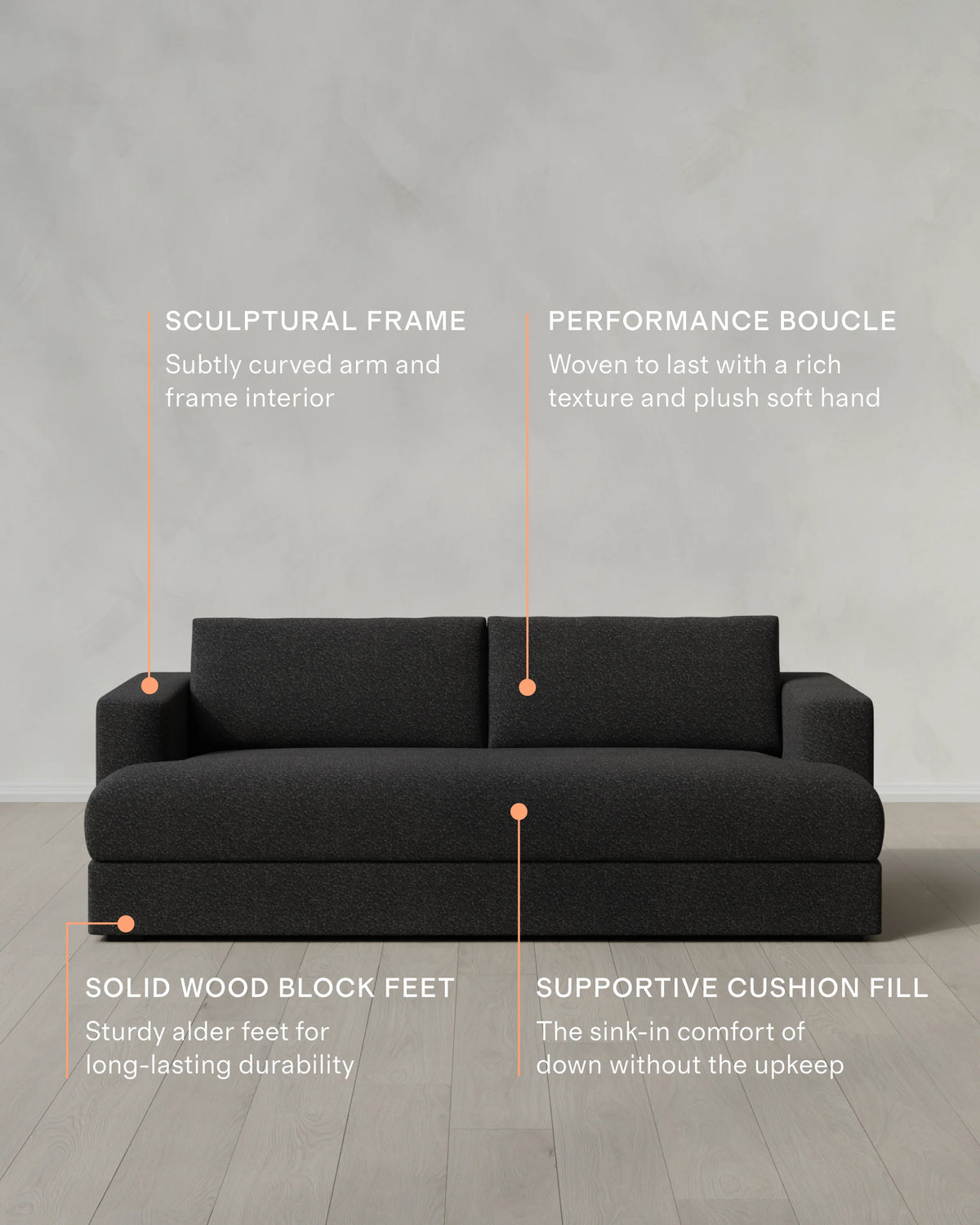 Sierra Curved Arm Sofa in Performance Boucle - 7ft / Linen