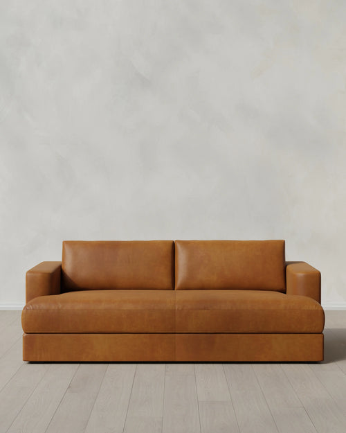 Sierra Curved Arm Sofa in Leather - 7ft / Auburn