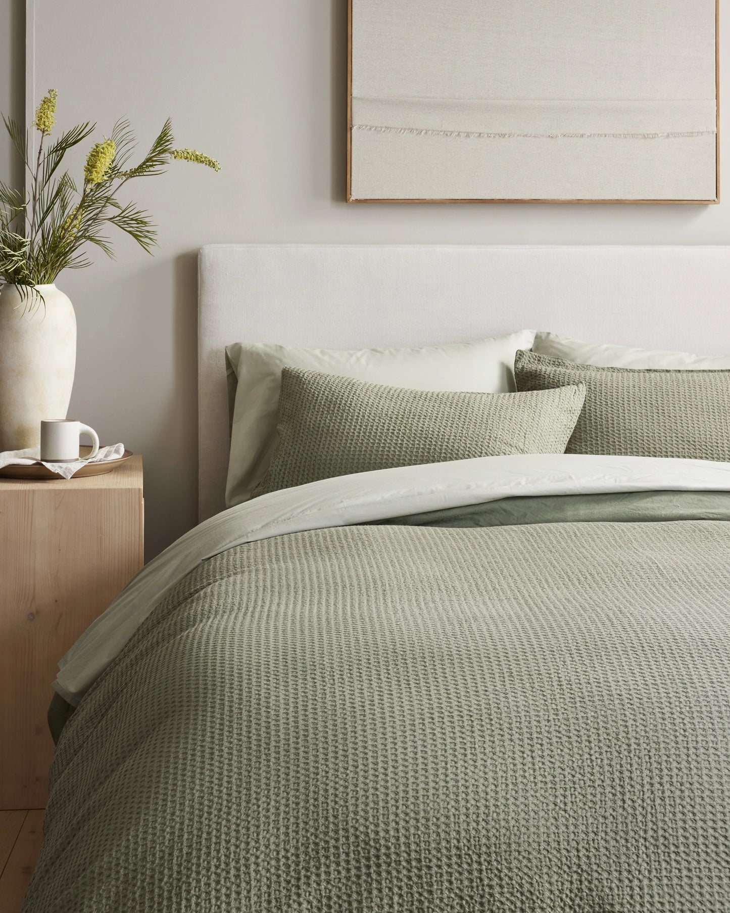 Organic Luxe Honeycomb Sham Set - Standard / Mineral