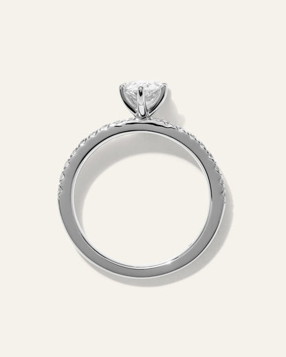 Lab Grown Diamond Pear Petite Pave Engagement Ring - 1ct - 4 / Yellow Gold