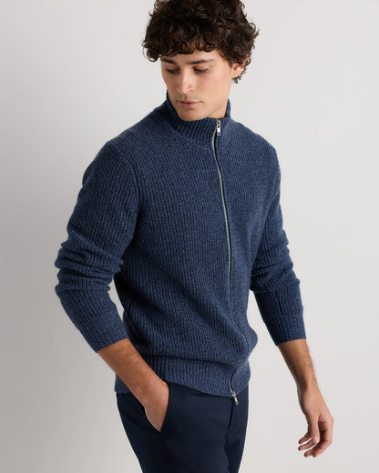 Mongolian Cashmere Fisherman Full Zip Sweater - S / Teak