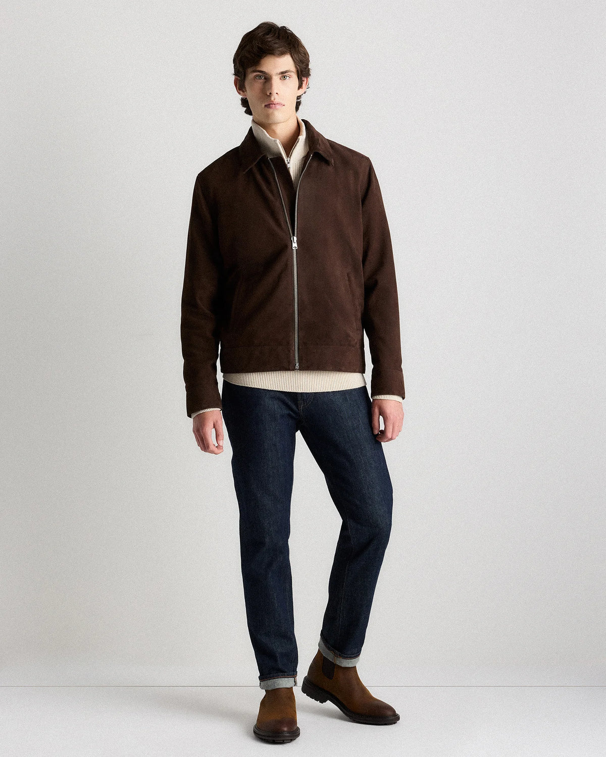 100% Suede Harrington Jacket - S / True Black