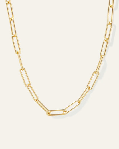 Bold Paperclip Chain Necklace - One Size / Gold Vermeil
