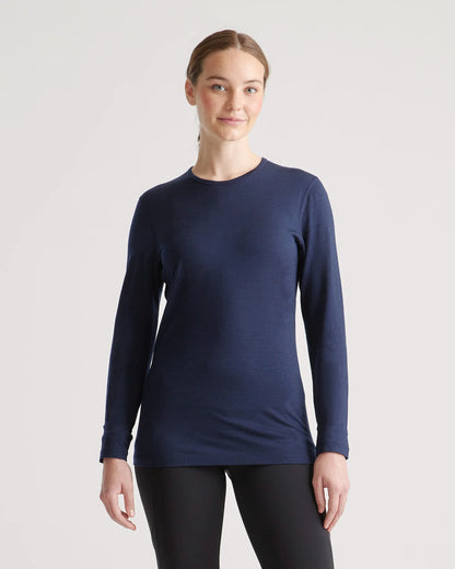 100% Merino Wool All-Season Long Sleeve Base Layer - XS / Black