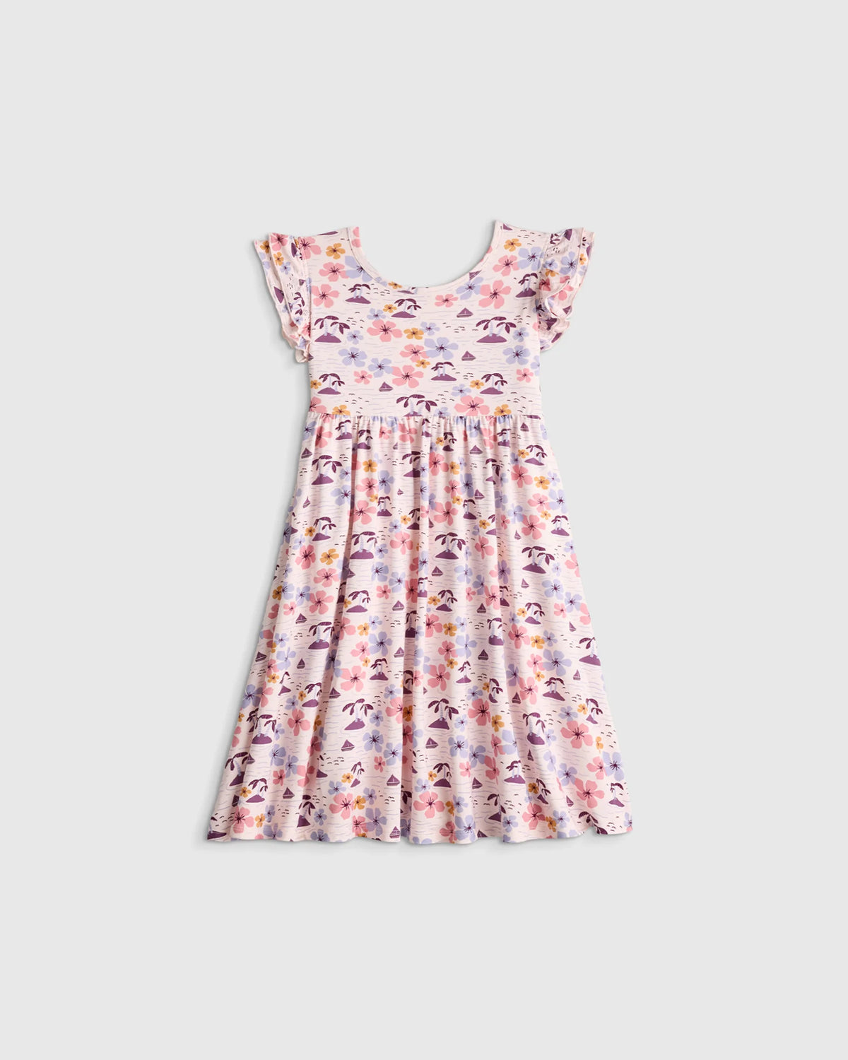 Bamboo Short Sleeve Flutter Twirl Dress - 2T / Starfish Pool