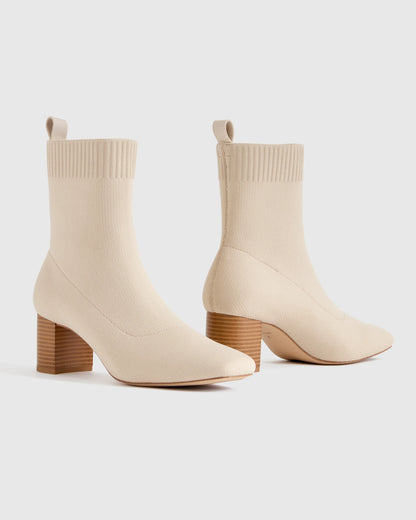 Eco Knit Heeled Bootie - 5 / Almond
