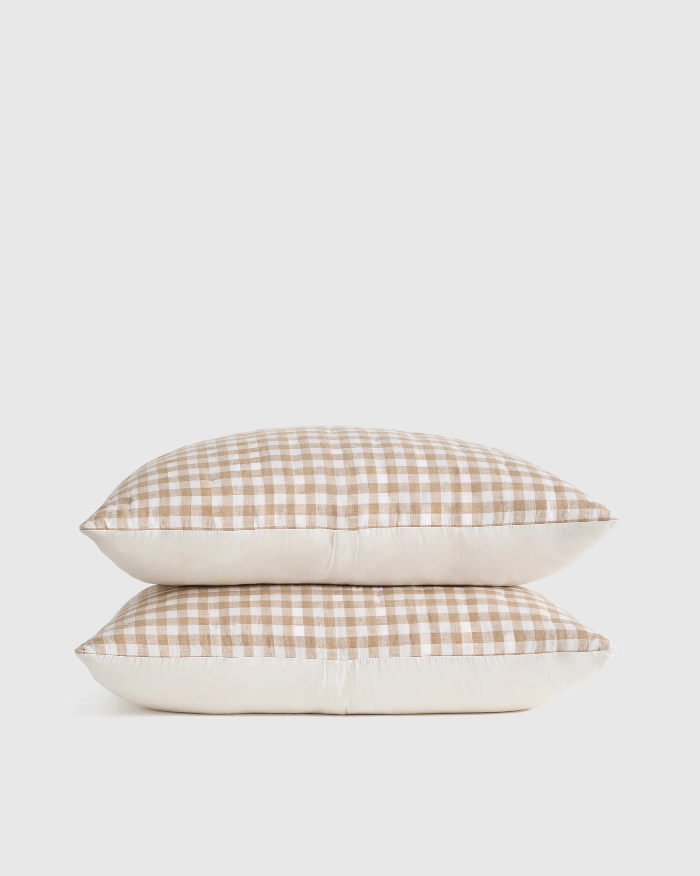 European Linen Patterned Quilted Sham Set - Standard / Willowleaf Gingham