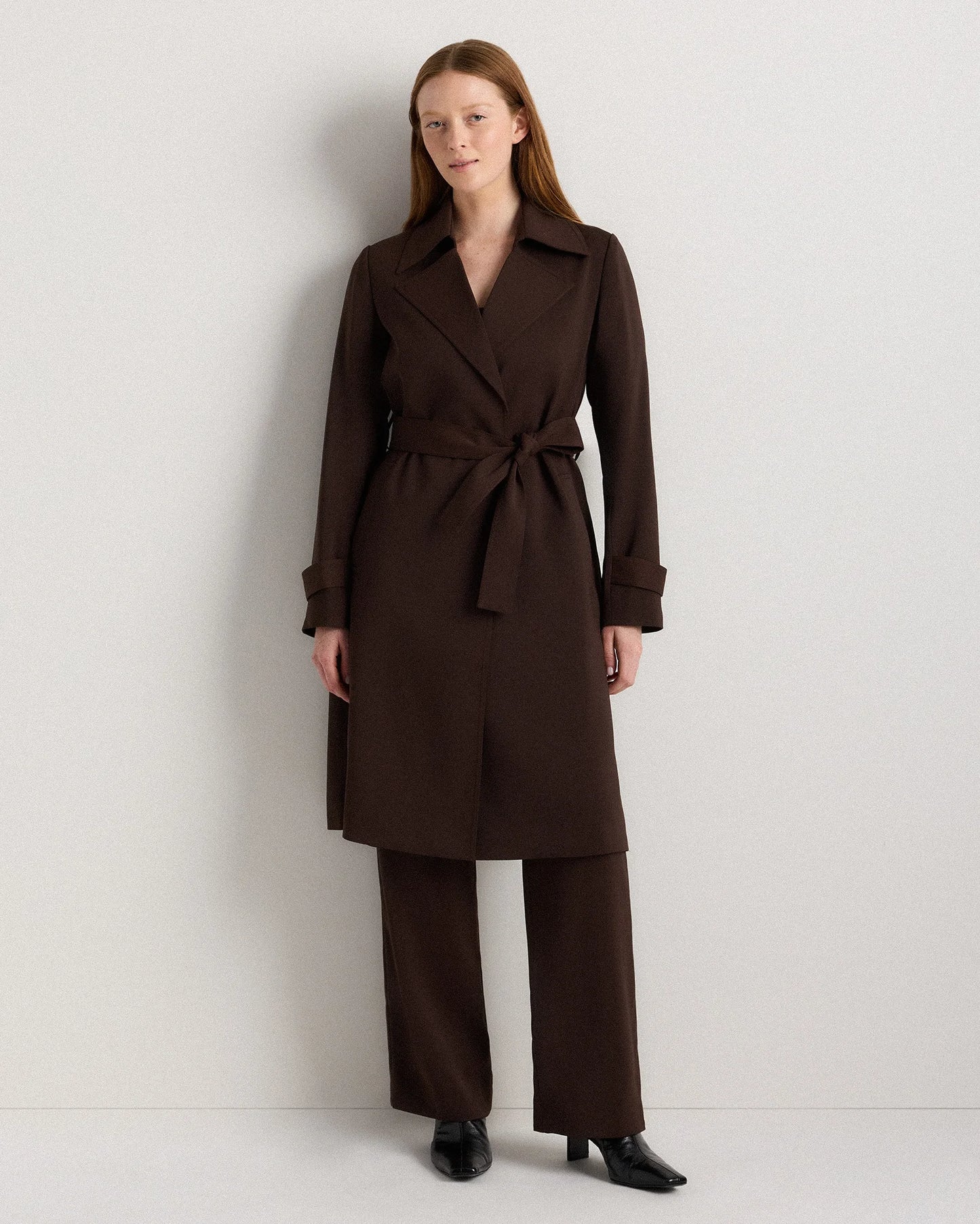Stretch Crepe Trench Coat - XS / Olive