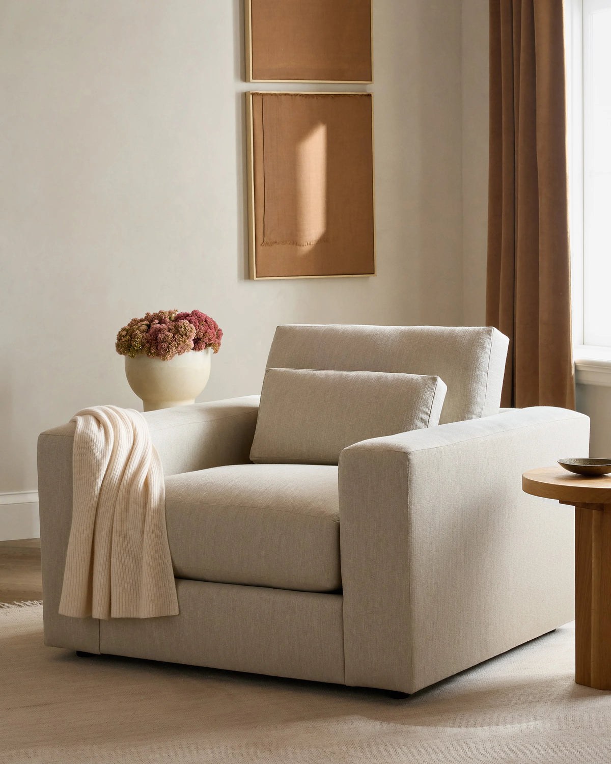 Ashford Deep Seat Chair and a Half in Performance Velvet - 46" / Caramel