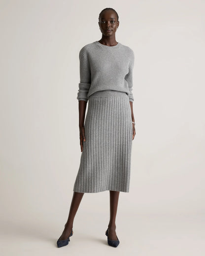 Mongolian Cashmere Midi Skirt - XS / Brown