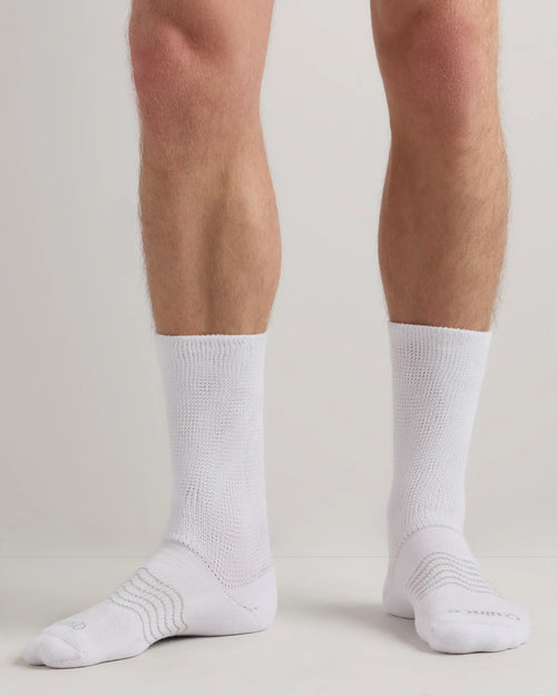Everyday Cotton Targeted Stretch Crew Socks (4-Pack) - S / White