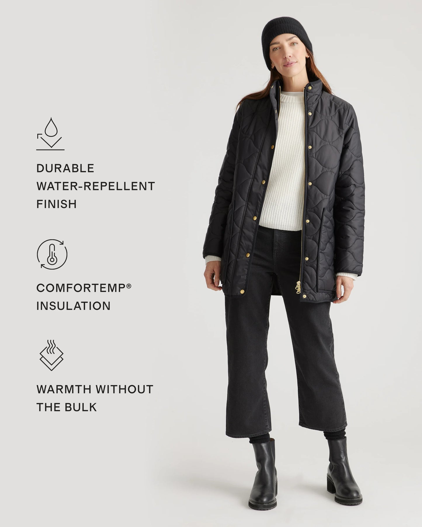 Featherless Quilted Long Puffer Jacket - XS / Silken White