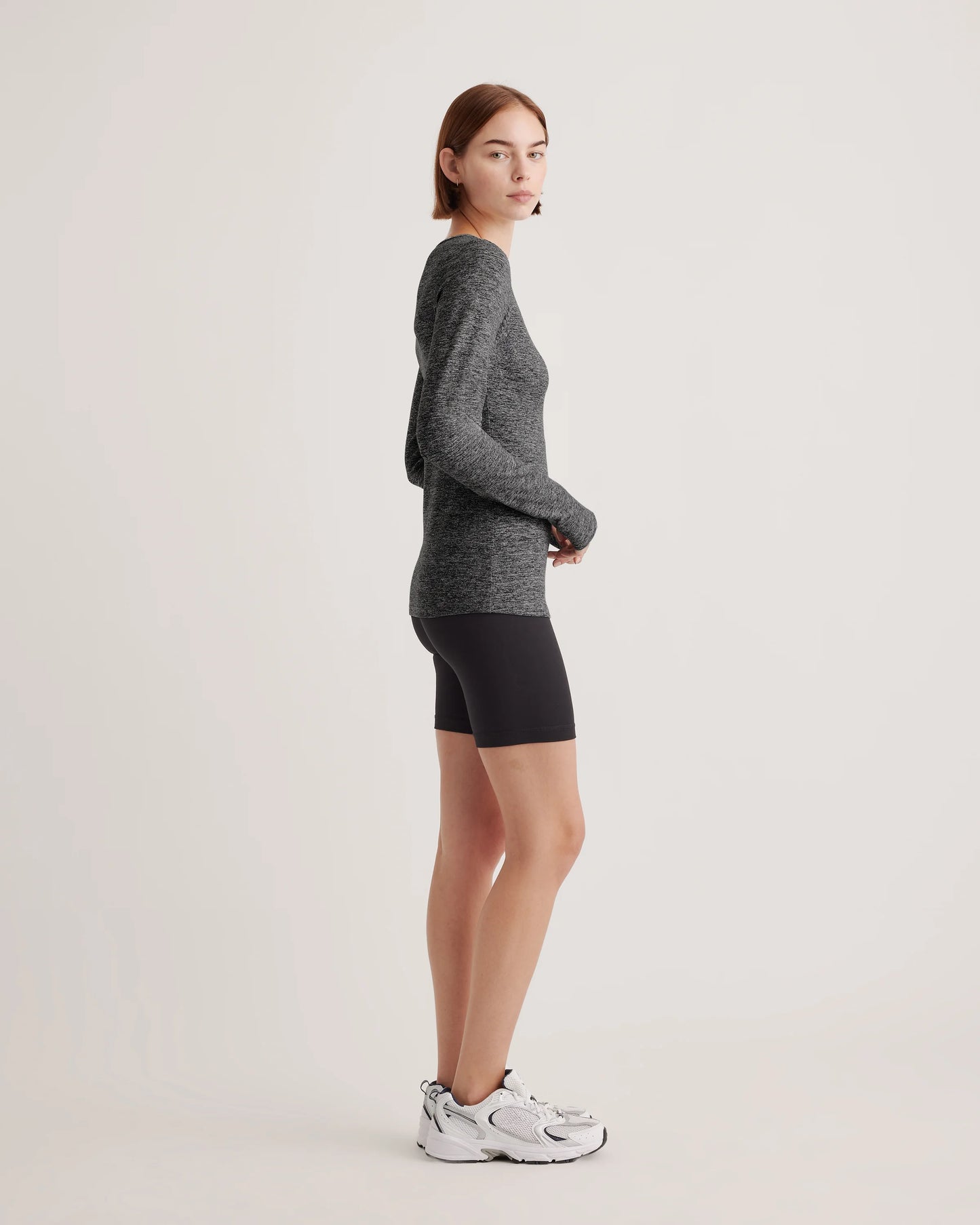 Ultra-Soft Fitted Long Sleeve Top - XS / Heather Navy