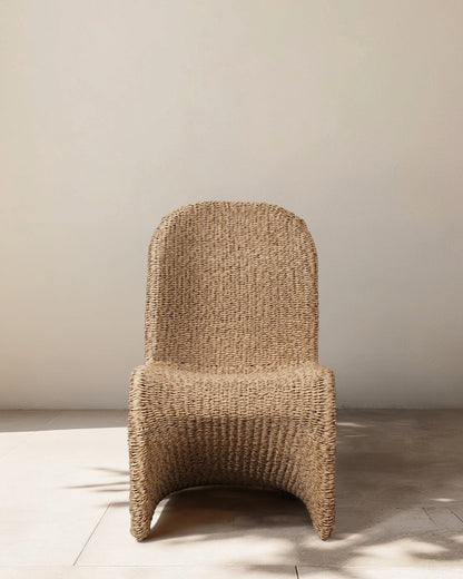 Curved All-Weather Wicker Indoor/Outdoor Dining Chair - One Size / Natural